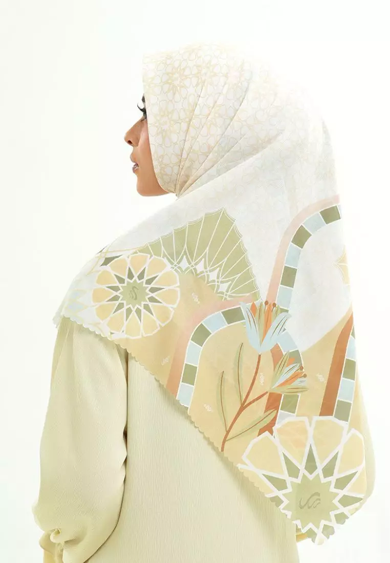 Rabbani - Kerudung Segi Empat Motif Tetra Faiha H0 - Dessert Dust