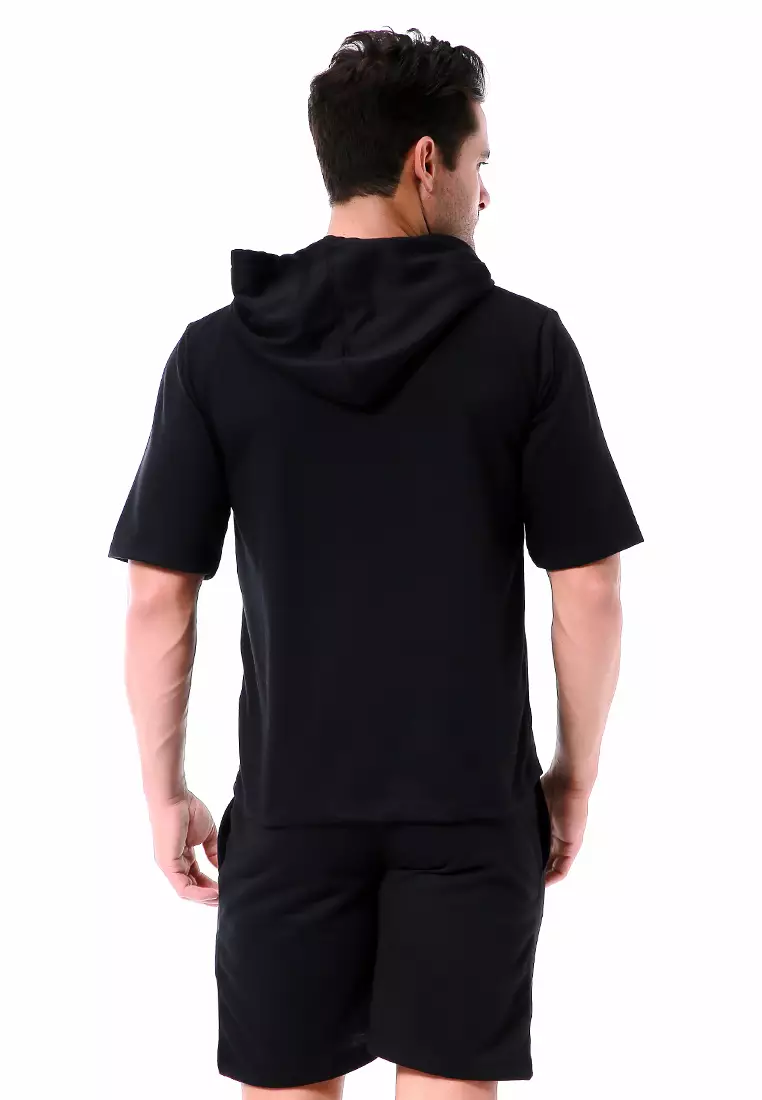 Vincent Setelan Hoodie Pria Sweatshirt Set Casual Motif Polos Material Baby Terry ORIGINAL - Black