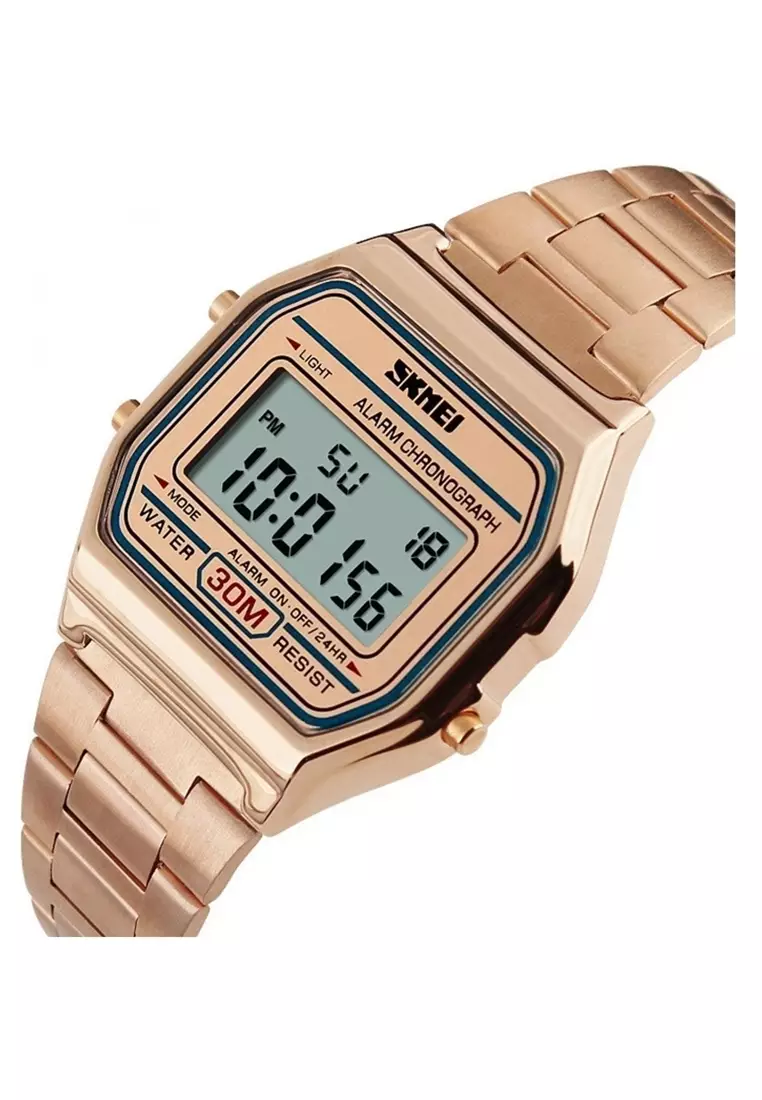 Jam Tangan Kasual Digital Pria Waterproof Many Function Strap Tali Material Stainless Steel WI82 ORIGINAL