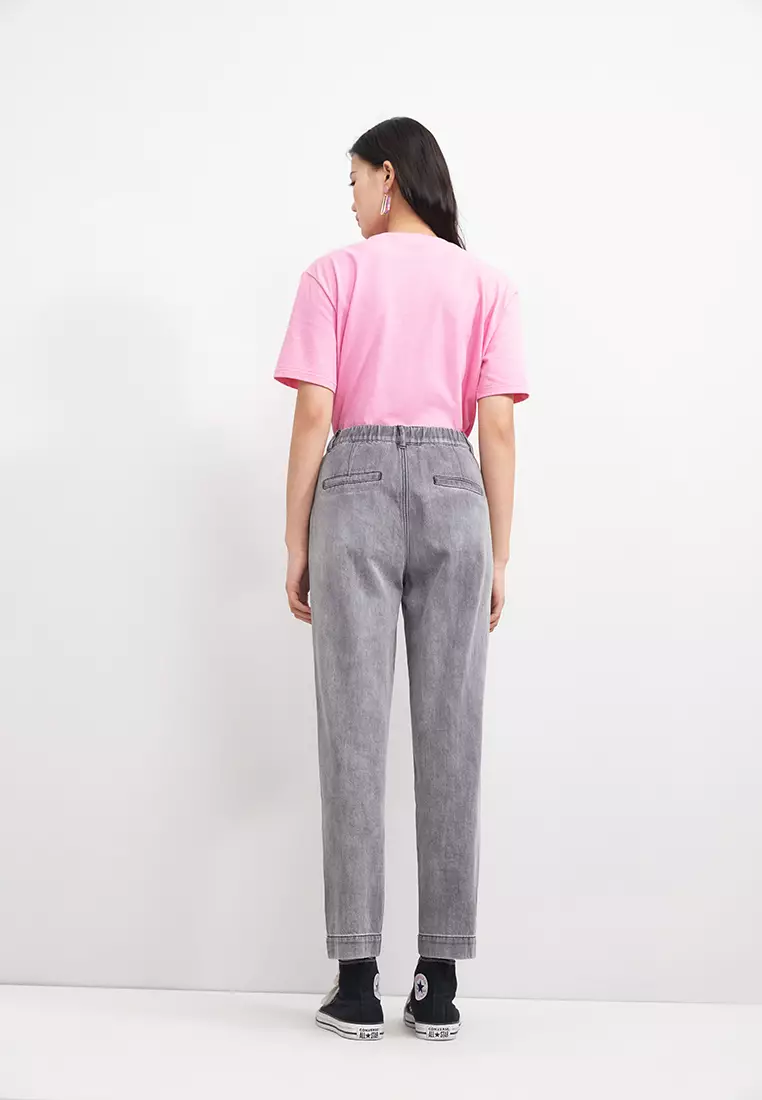 Button Zip Fly Washed Jeans