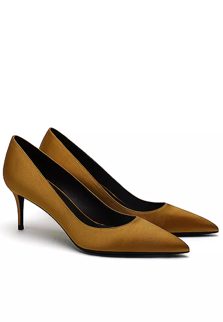 6CM Silk Fabrics Pointed High Heel Shoes HZL163