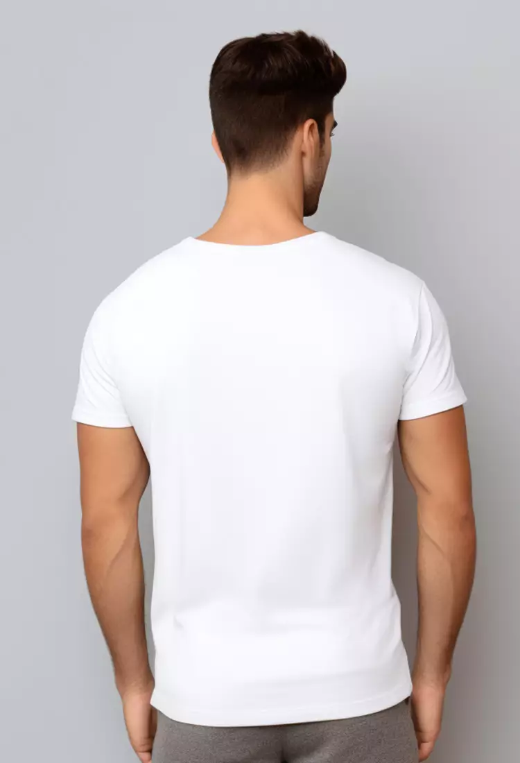 NTC74 kaos distro cowok keren branded kece lengen pendek crew nect abstrak garis putih