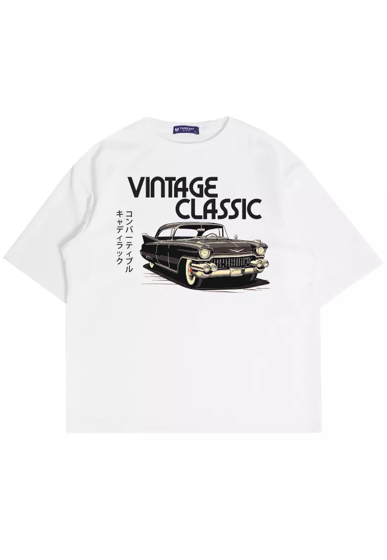 MTP88 kaos oversize retro vintage jadul bahan tebal scuba vintage classic cadillac putih