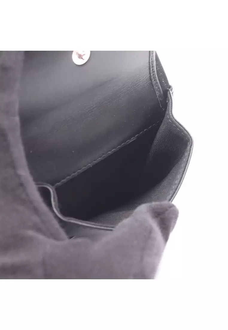 Pre-Loved Chanel matelasse Bi-fold wallet leather black silver hardware