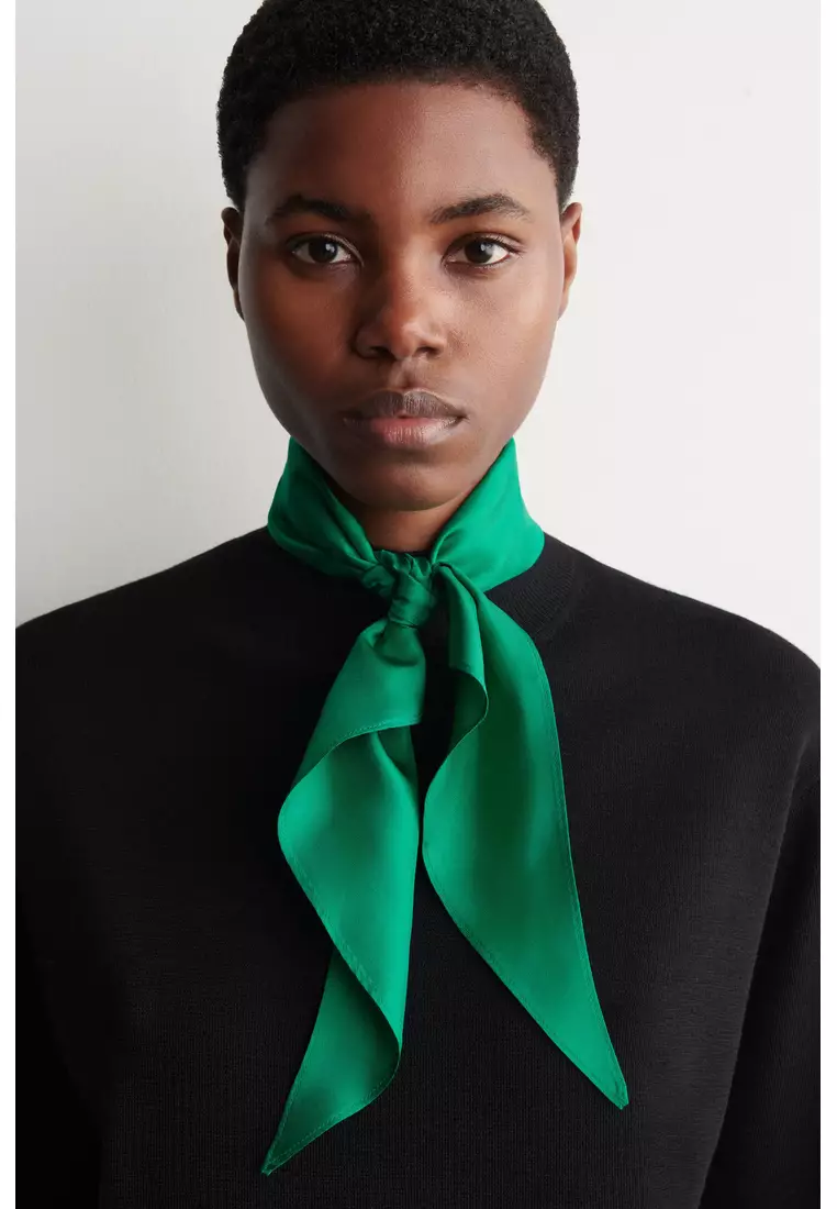 SCARF-DETAIL MERINO WOOL T-SHIRT