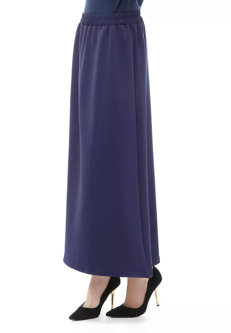 Rok Panjang Muslimah Polos Bawahan Wanita Regular Fit All Size - Navy
