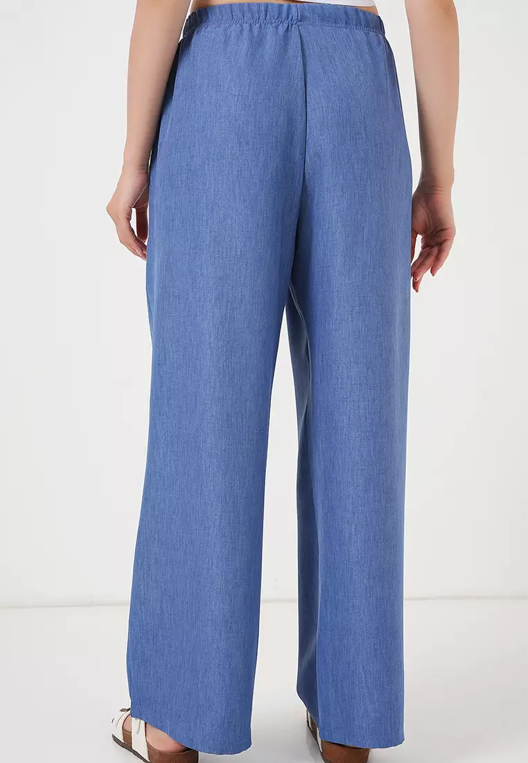 Wide Leg Linen-Look Trousers