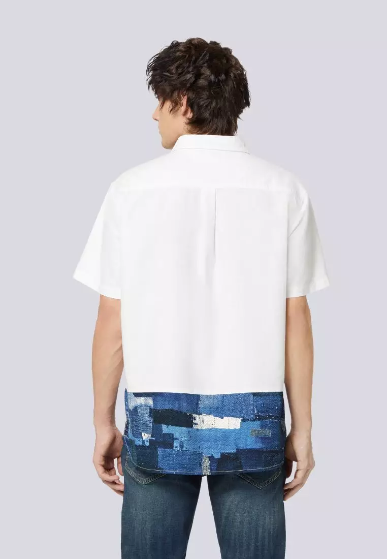 男裝修身 V57 藍染古布牛津裇衫