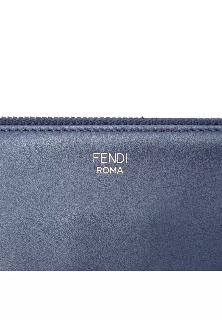 Pre-Loved Fendi Fila Mania Multicolor Zucca Embossed Leather Clutch