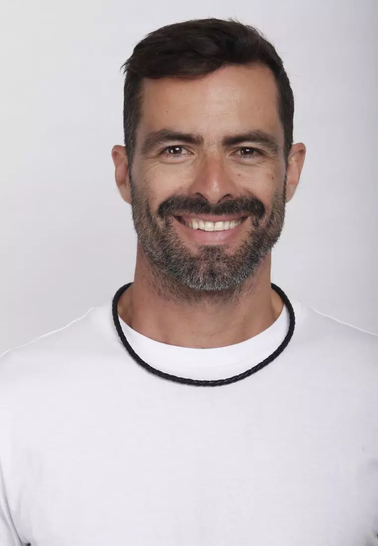 Necklace Leather Braided Black Simple 925 Sterling Silver