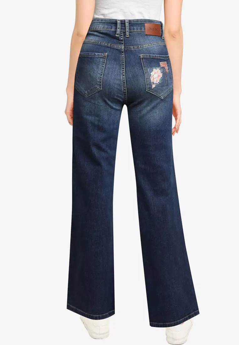 Patches Wide Legs Jeans