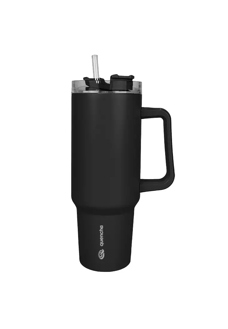 37oz Stainless Steel Straw Lid Insulated Mug Tumbler 1100ml Double Wall 24Hr Cold BPA-Free - Onyx