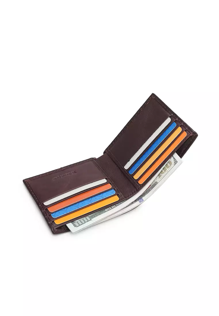 Men's Genuine Leather RFID Short Wallet - Brown