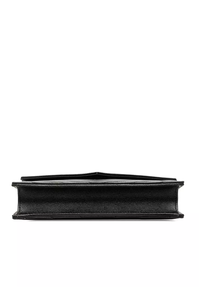 Pre-Loved Saint Laurent Grain De Poudre Cassandre Envelope Chain Wallet
