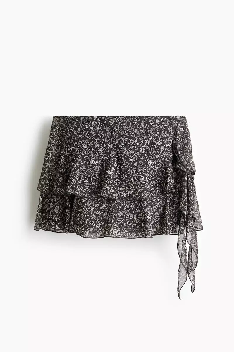 Draped-panel tiered skirt