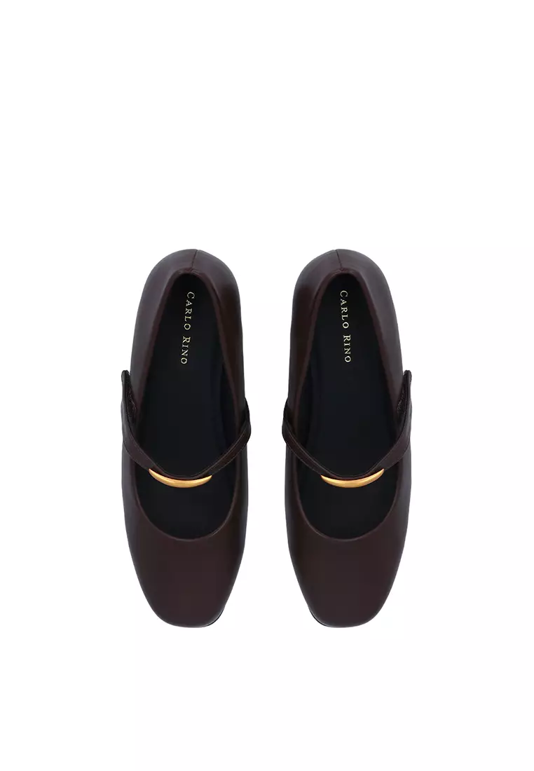 Dark Brown Elara Strap Pumps