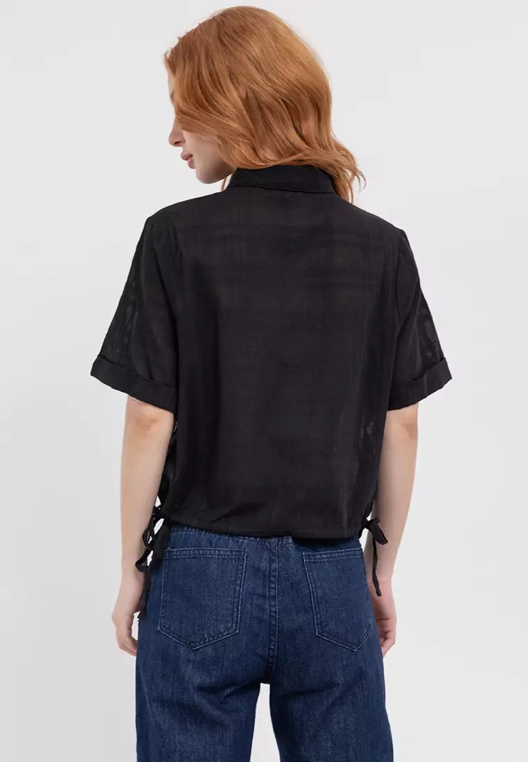 Ladies Tie Hem Button Down