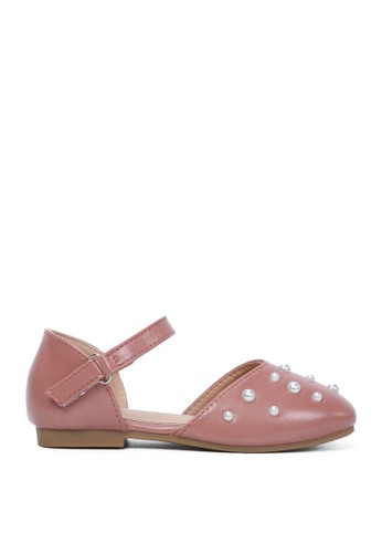Milliot & Co. pink Ariel Ankle Strap Pearls Ballerinas 5BFCDKS1B8775FGS_1