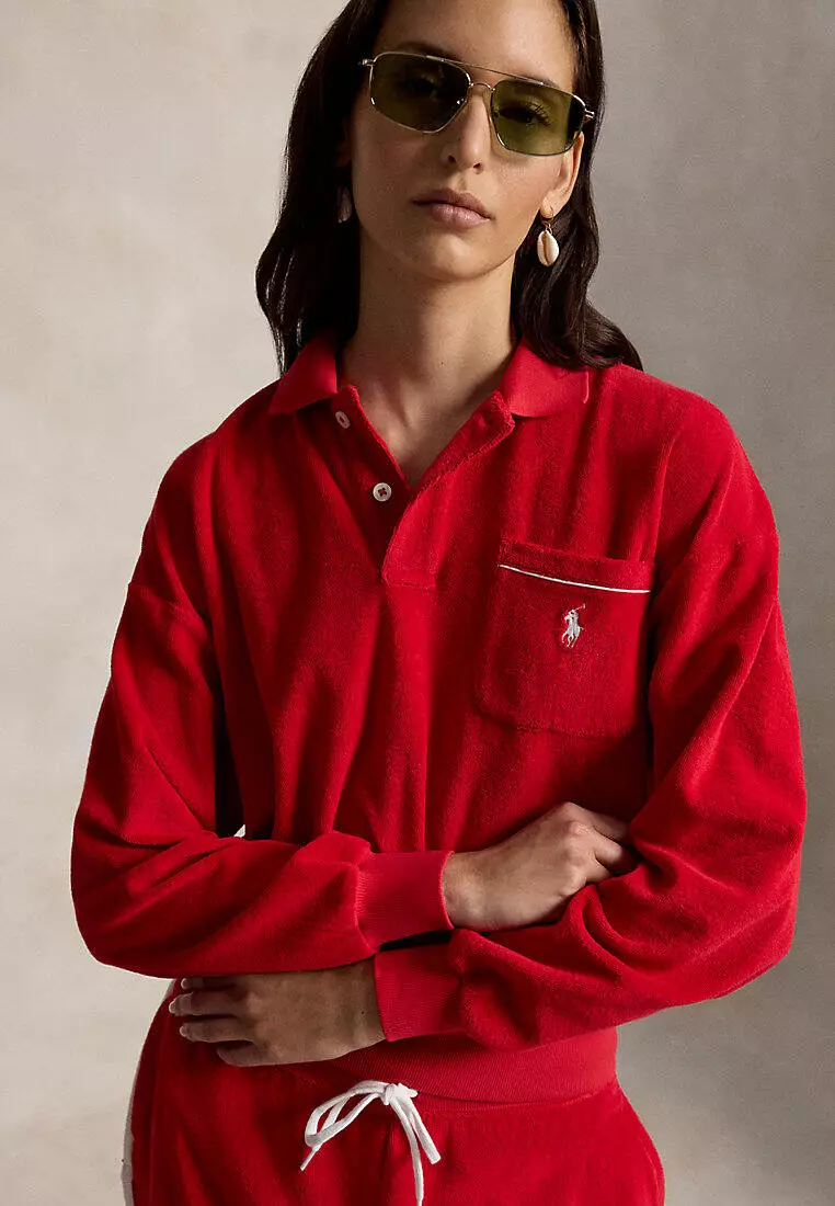 Terry Long-Sleeve Polo Shirt