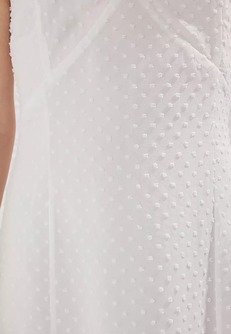 White Plain A-Line Midi Woven Dress TWOSS25EL00558