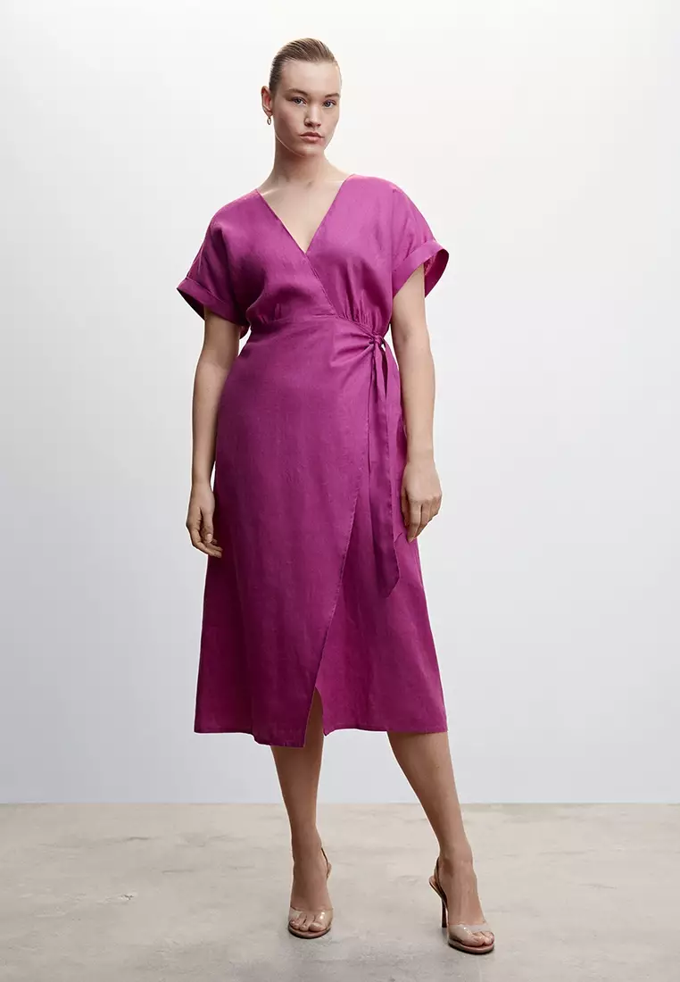 Mango bow hot sale linen dress