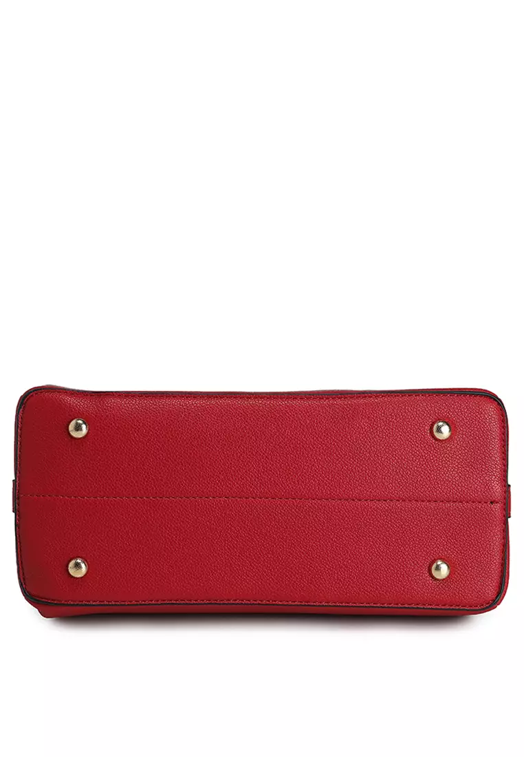 Pebbled Multi-Compartment Top Handle Bag