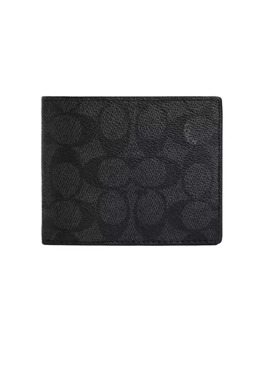 Men's 3 In 1 Wallet In Signature Canvas Charcoal/Black CW380