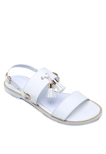 流蘇zalora 評價踝帶涼鞋, 女鞋, 涼鞋