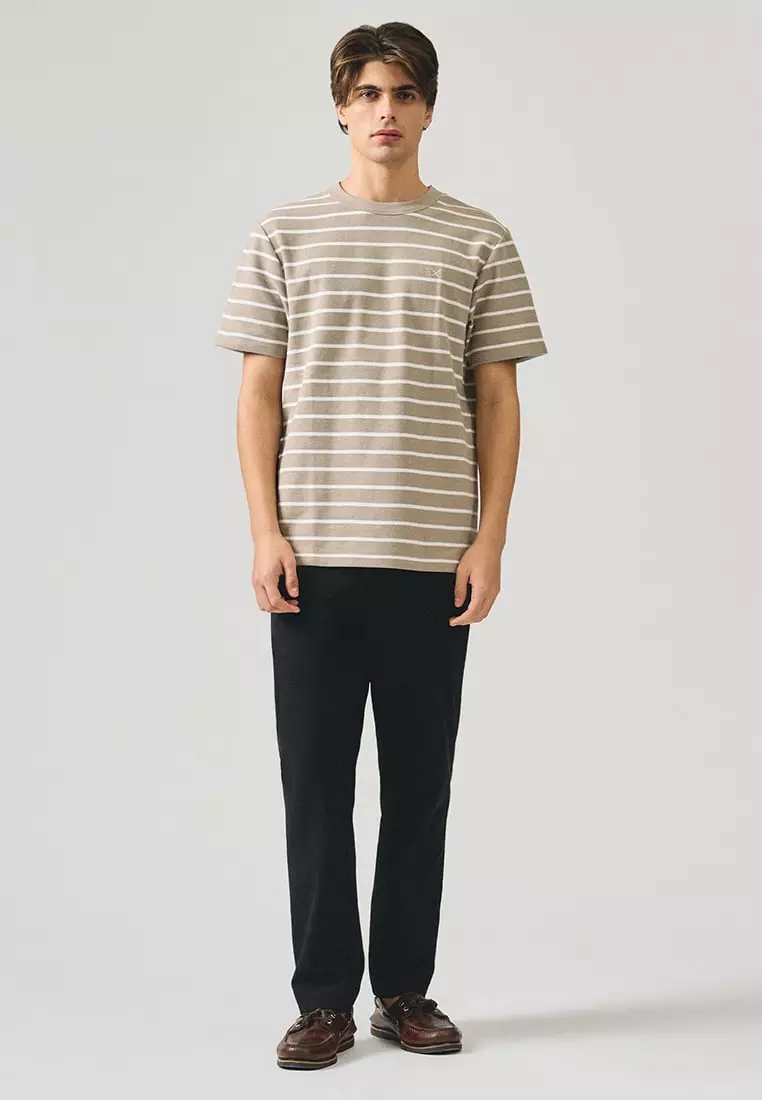 Regular Fit Striped T-Shirt In Honeycomb Pique