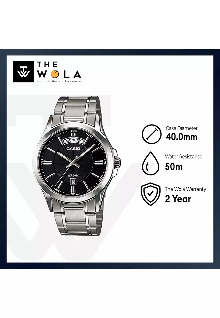 Men Analog Watch MTP-1381D-1AV Silver Stainless Steel Strap