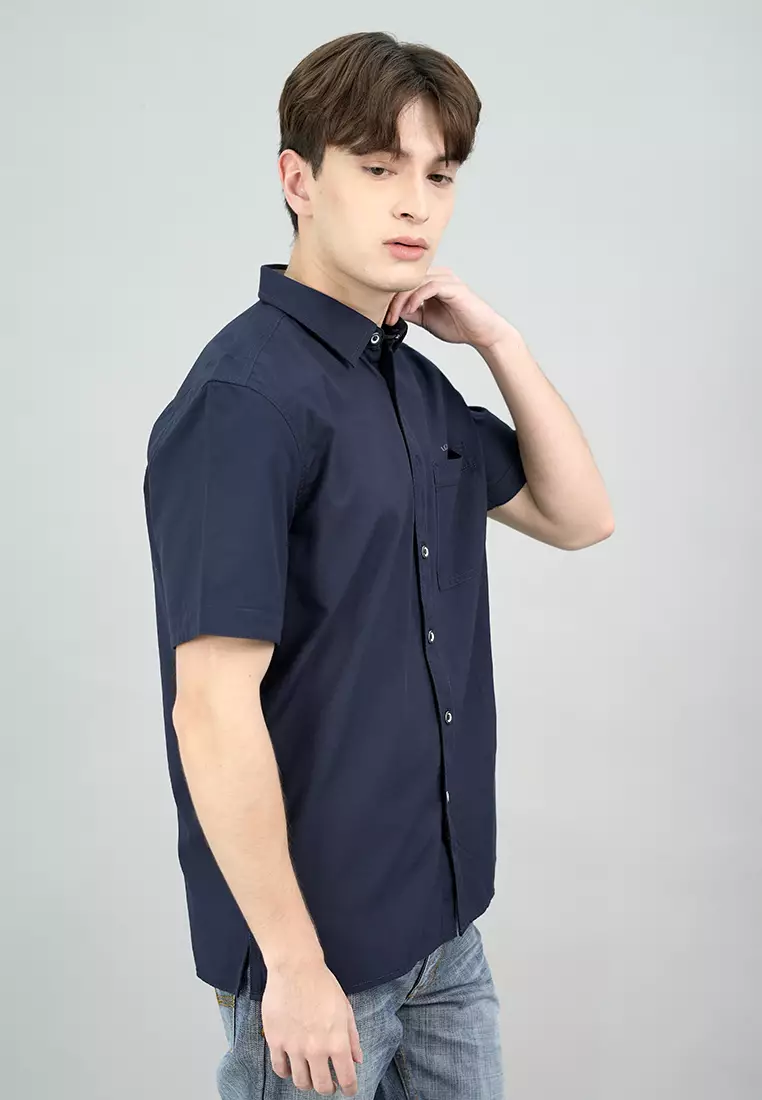 LGS - Kemeja Casual Pria - Lengan Pendek -  Reguler Fit - Warna  Biru Navy - CSH.271.S1097.191.C