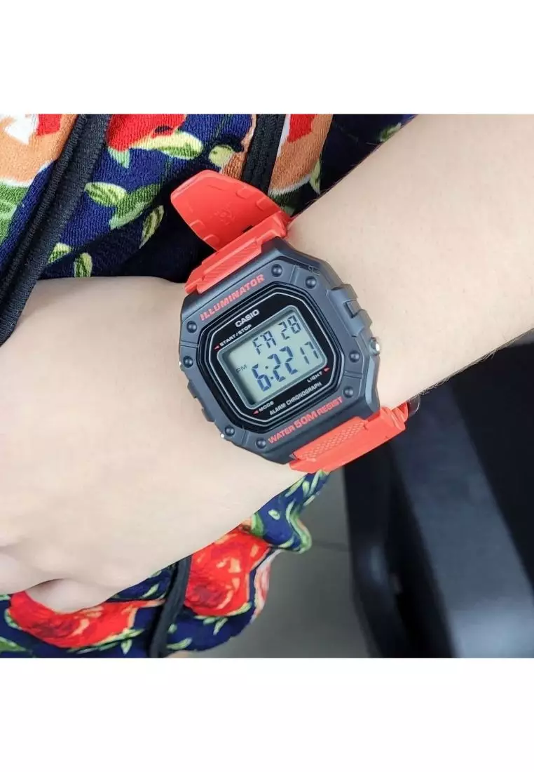 Men's Digital Watch W-218H-4BV Red Resin Band Watch for men