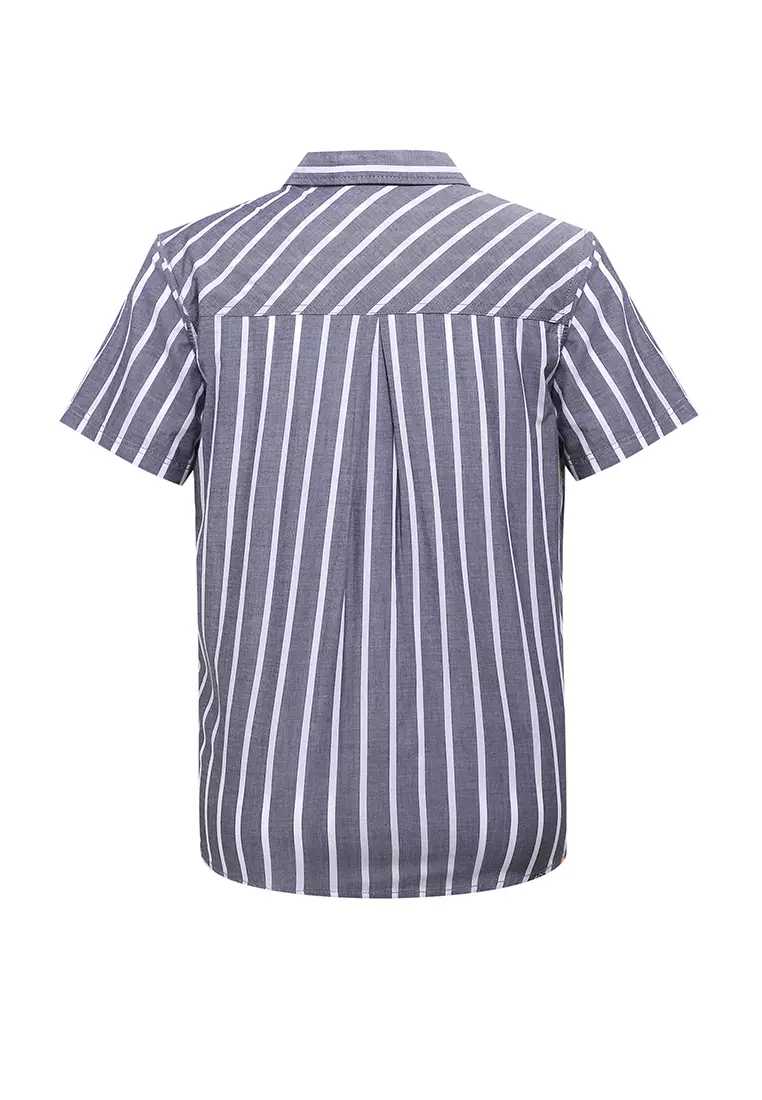 Pito Dito Boy Yondani Kemeja Pendek Anak Abu Tua Motif Garis - Size 4