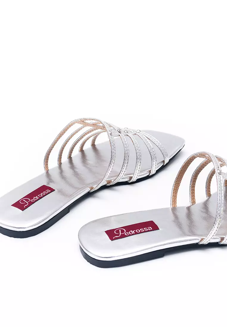 Madeline Flat Sandals in Silver