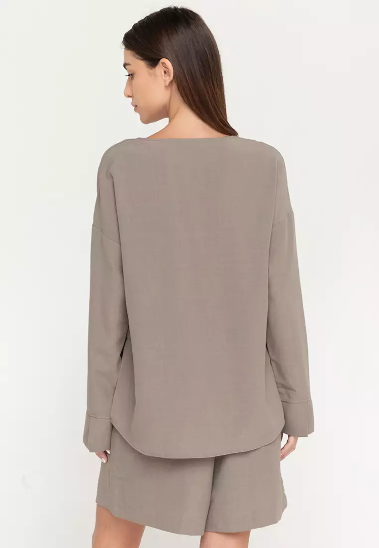 Buy GIORDANO LADIES Pleat Front Detail Crinkle Suiting Top 2024