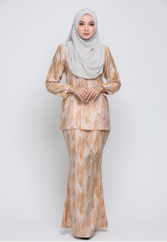 Kurung Moden Eryna - Orange from Nur Shila in Orange