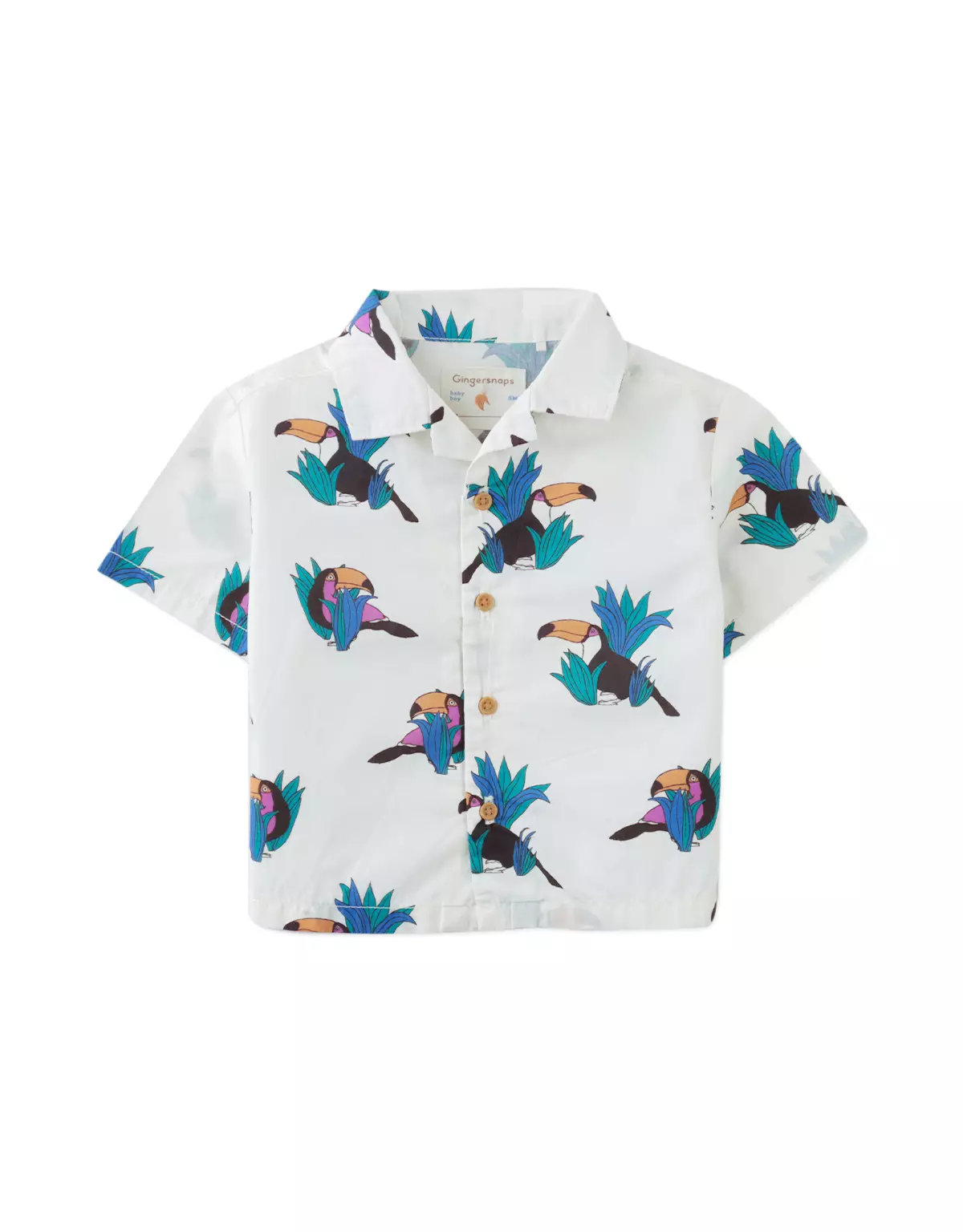 Gingersnaps Baby Havana Paradise Woven Btndown White - Kemeja Bayi Laki (Putih)