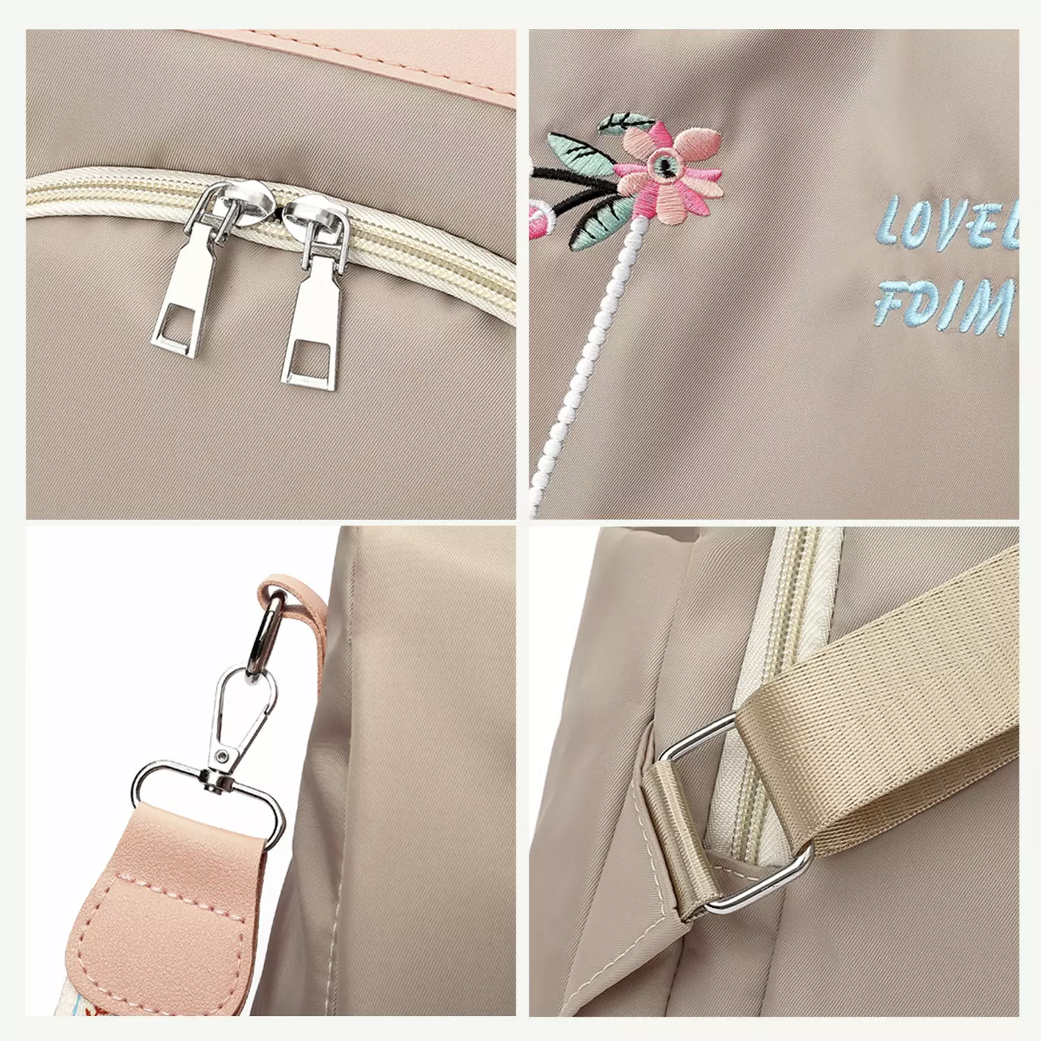 Wakakids Tas Backpack Wanita 2in1 Ransel dan Selempang Lovely Flowers Anti Maling dan Air Venrz Hitam