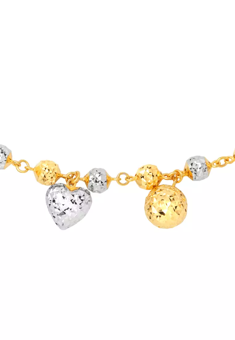 TOMEI Dual-Tone Lovely Beads Bracelet, Yellow Gold 916