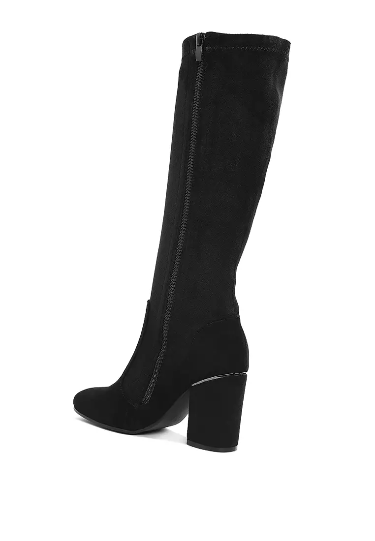 Microfiber Calf Boots in Black