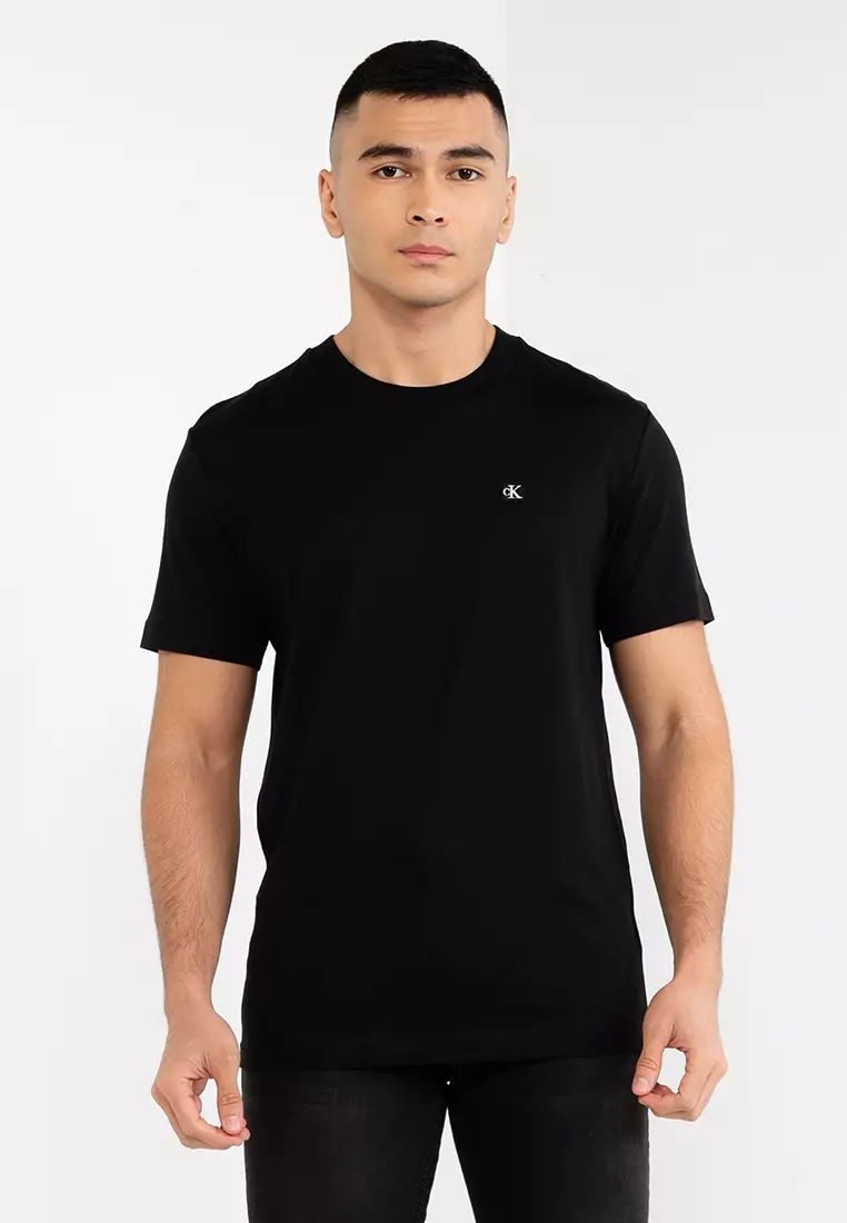 Calvin Klein White Label Classic Fit Logo Ringer T-Shirt in Black for Men