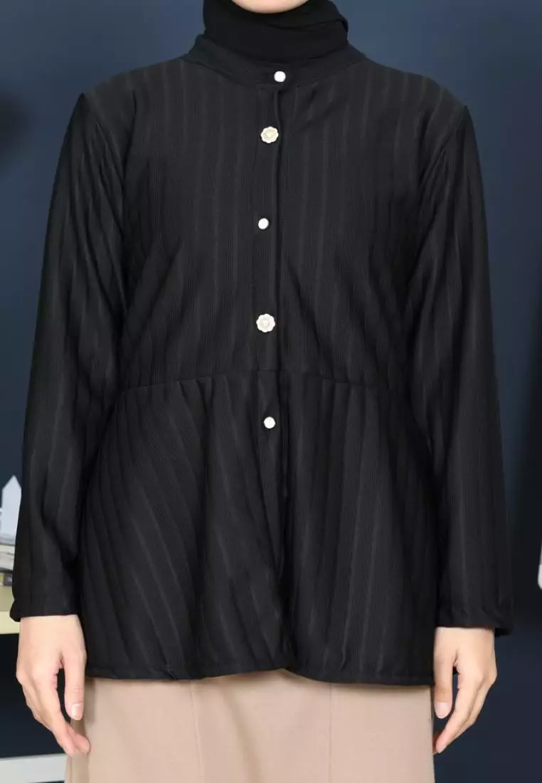 Naira Blouse Peplum Top - Black M19125 R101S2