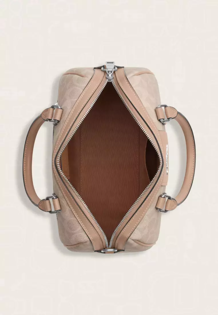 Coach Rowan Satchel Bag In Signature Canvas Sand Taupe