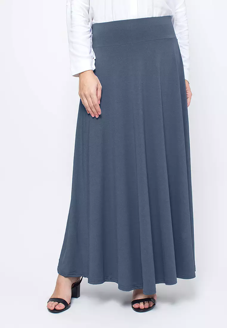 JV Hasanah Umbrella Skirt Grey | Rok Payung Lebar Jersey