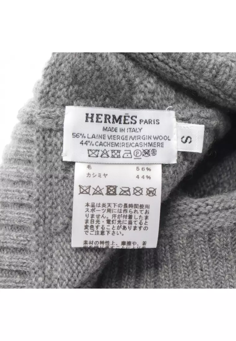 Hermes Knit Cap Button S Gray Wool Buy Hermès Pre-Loved Hermès serie button knit hat beanie  main image 4