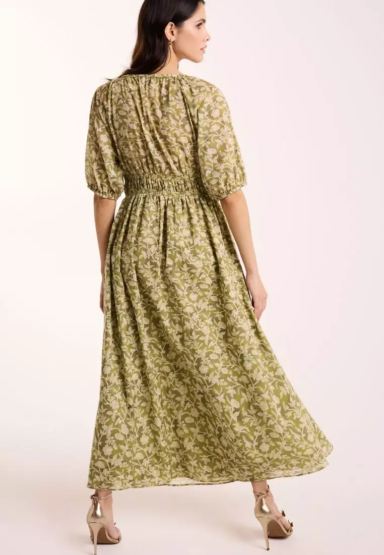 Buy NEXT 100% Cotton Shirred Maxi Dress 2025 Online | ZALORA