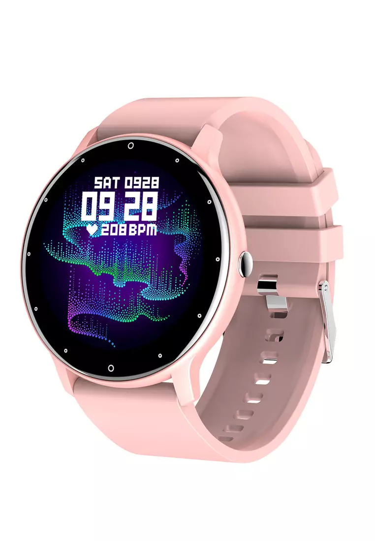 Smart Watch Pria Full Touch Screen Phone Call Wireless Charge Jam Tangan Pintar Merah Jambu