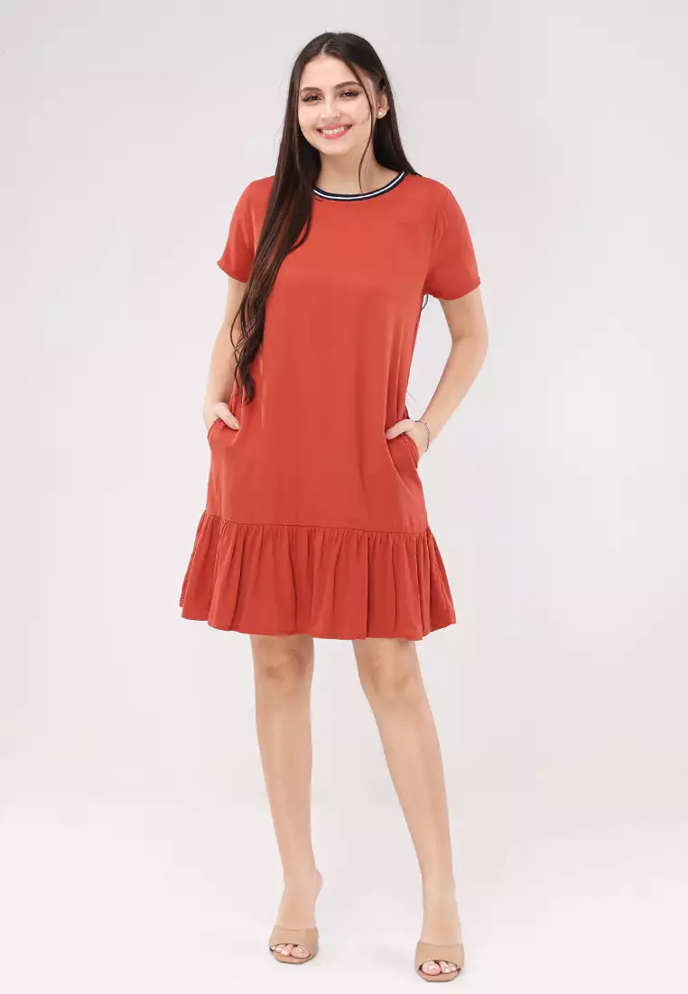Single Twill Woven Short Sleeves Dress