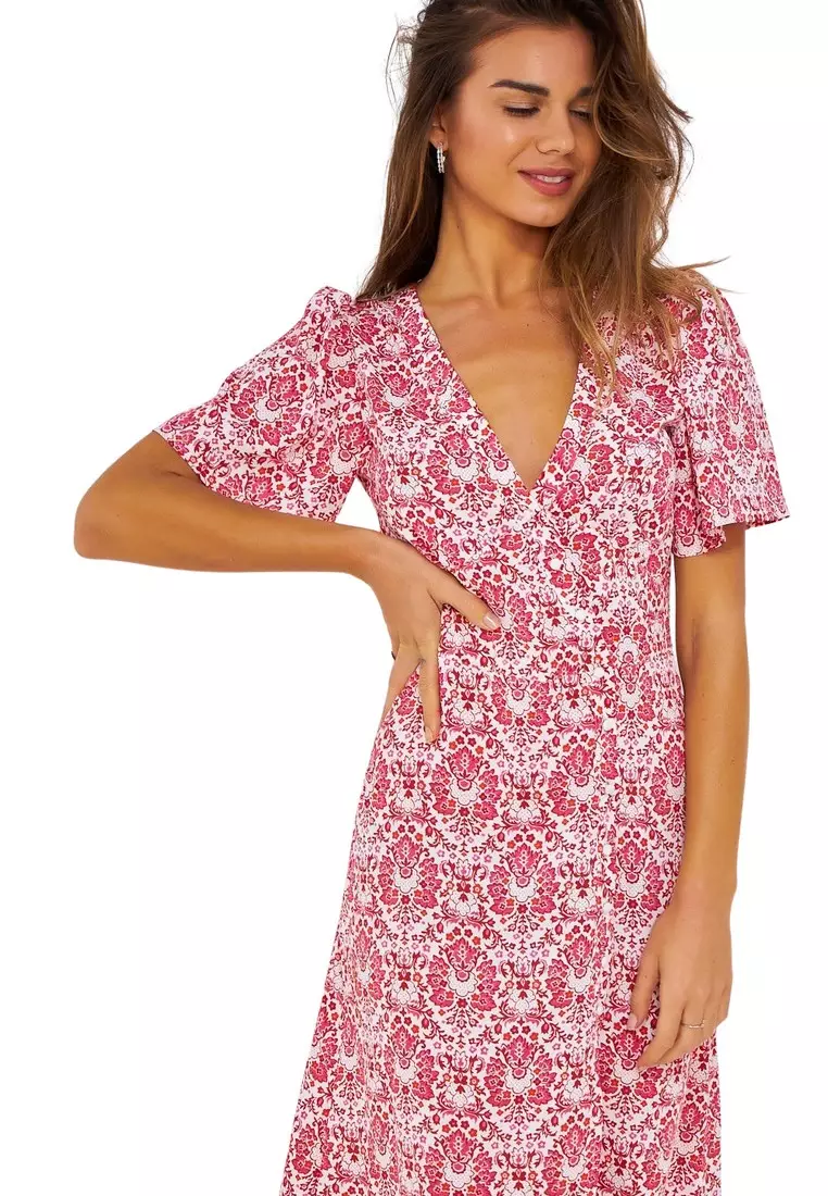 Buy Zabt by Red Cheri Slit Midi Dress 2024 Online ZALORA Singapore