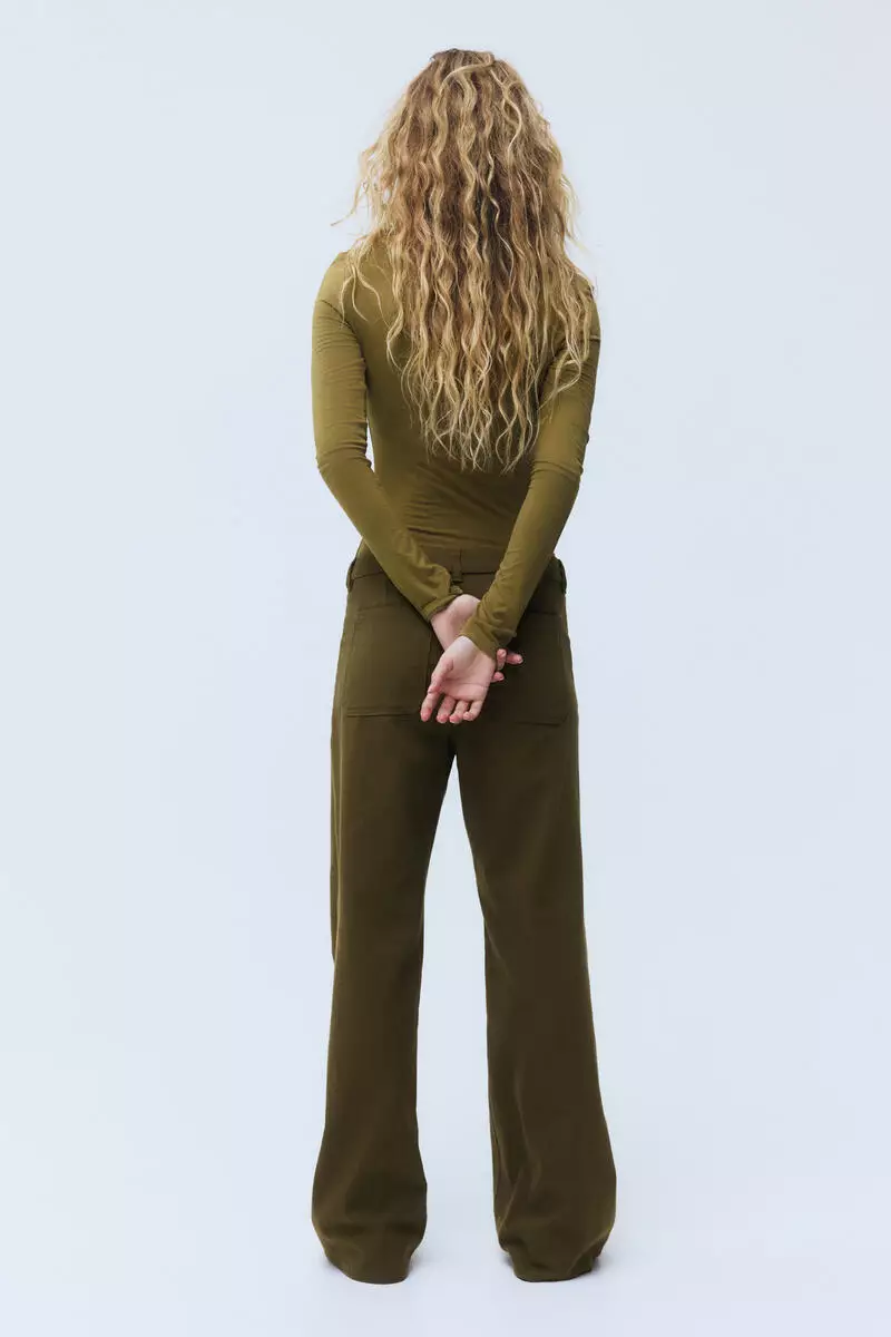 Wide twill trousers